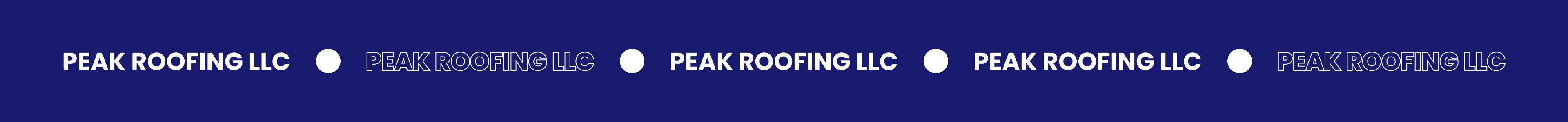 Blue banner with "Peak Roofing LLC" text.