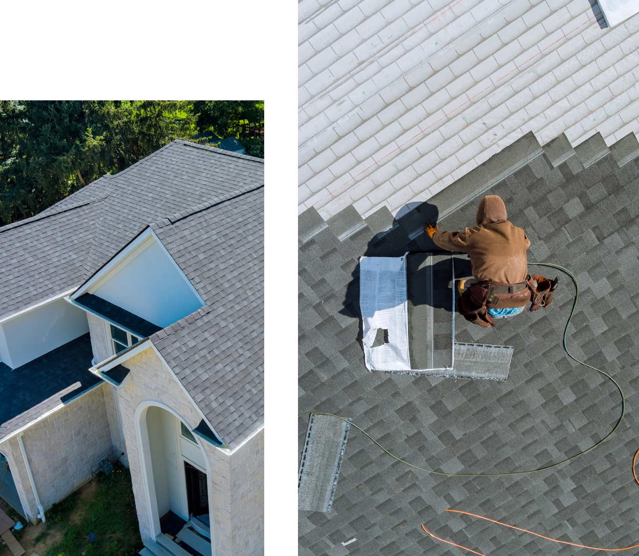 Roofer working on a house roof.